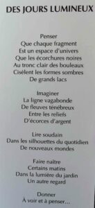 Poème de Jean-Pierre Bocquel Août 2019 à l’Atelier des Espinats